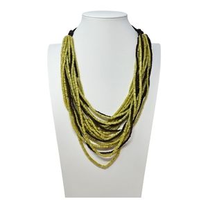 Kenneth Cole Multi Strand Beaded Necklace Statement Necklace Green Brown